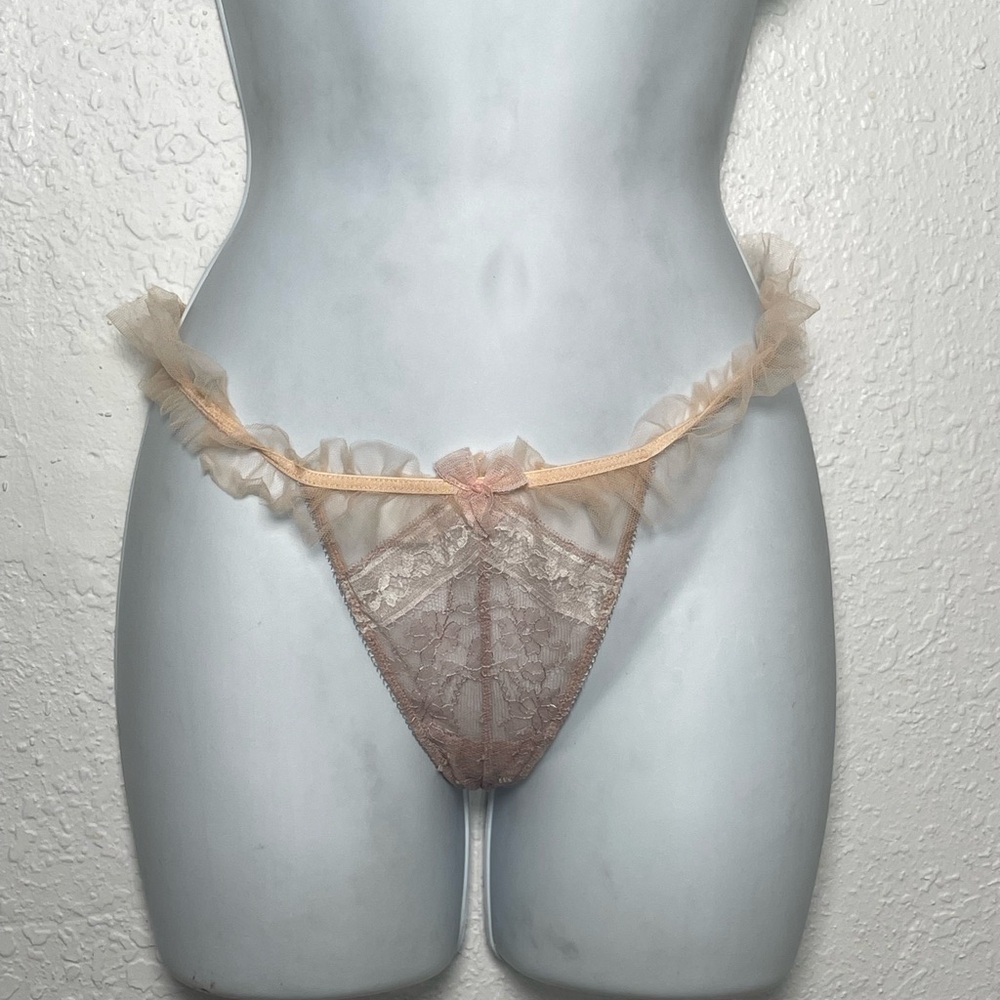 Victoria's Secret Lace Ruffle Panty in Cream and Tan